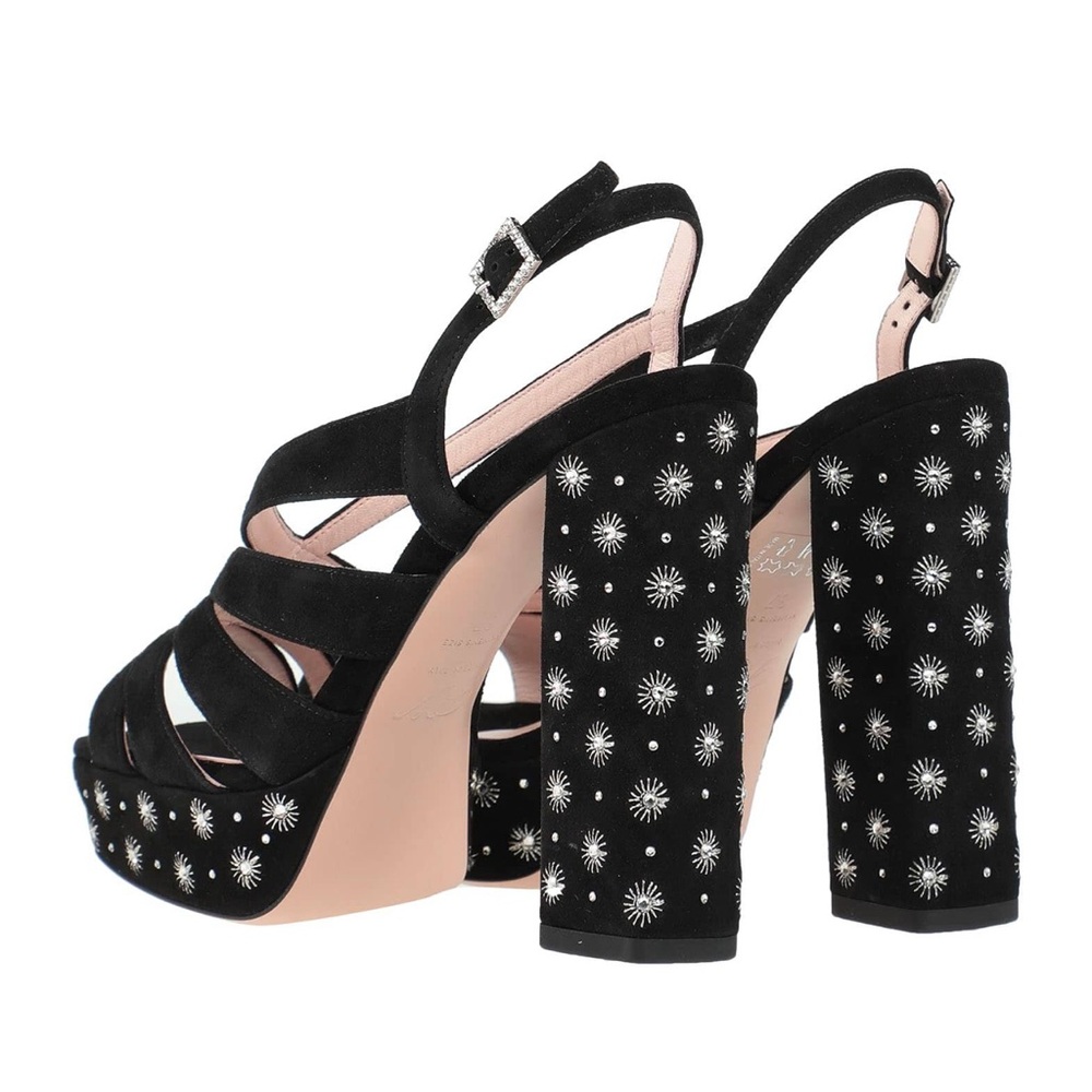 Roger Vivier Suede Crystal Embellishments Slingback Sandals Women's Size:9/5 -10 - Picture 9 of 16